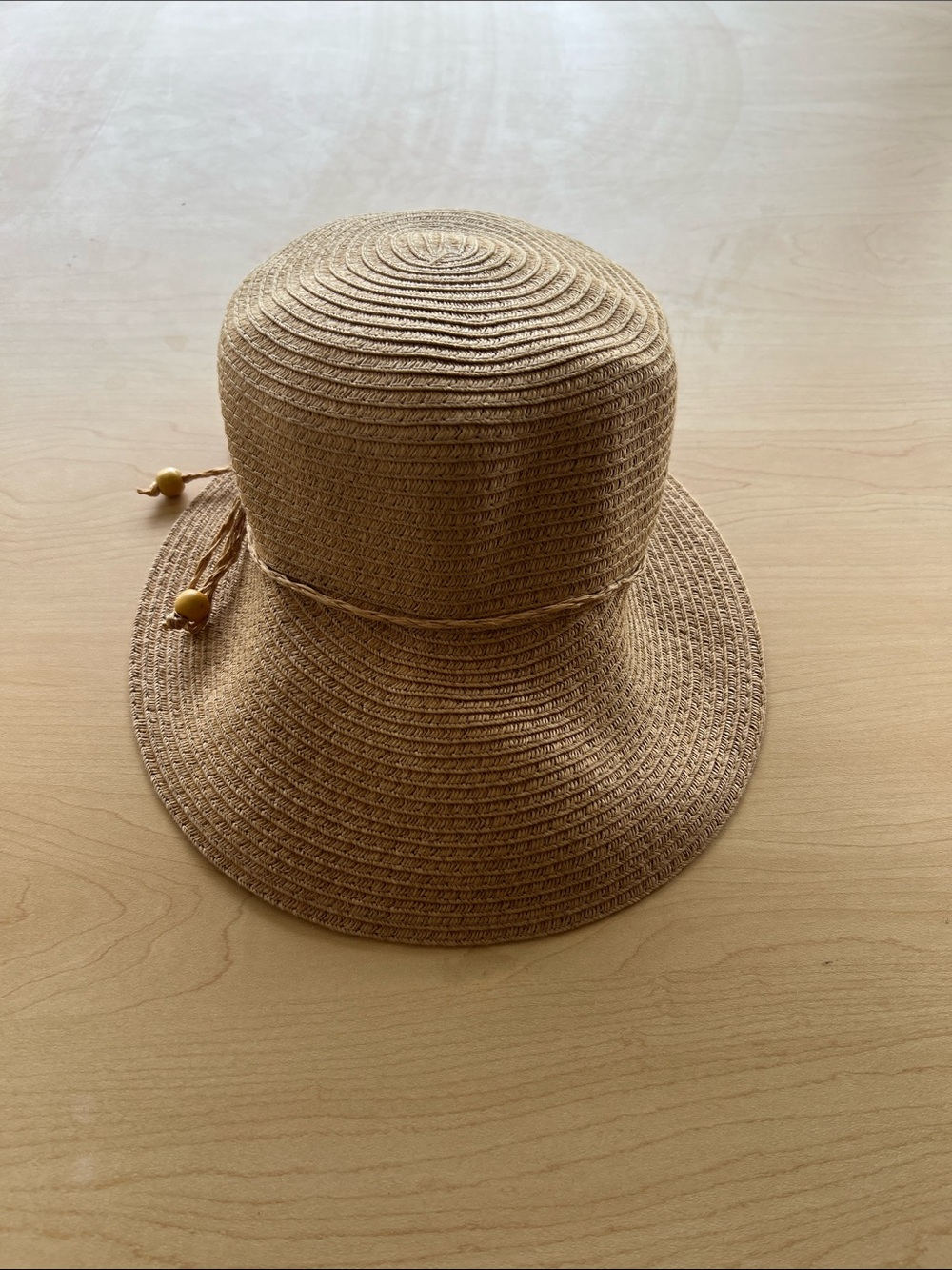 August Hats Women's Braided Straw Sun Hat in Tan with Bead Accents